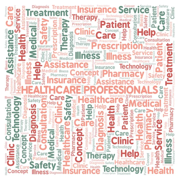 Healthcare Professionals word cloud. Wordcloud made with text only.