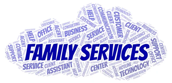 Servicios Familiares Word Cloud Wordcloud Hecho Solo Con Texto —  Fotos de Stock