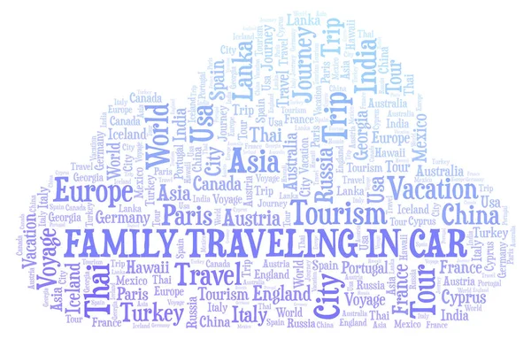 Familia Viajando Coche Palabra Nube Wordcloud Hecho Solo Con Texto —  Fotos de Stock