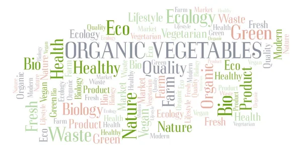 Orgánica Vegetales Palabra Nube Wordcloud Hecho Con Texto Solamente —  Fotos de Stock