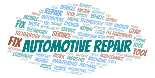 Reparação Automotiva Nuvem Palavras Wordcloud Feito Apenas Com Texto — Fotografia de Stock