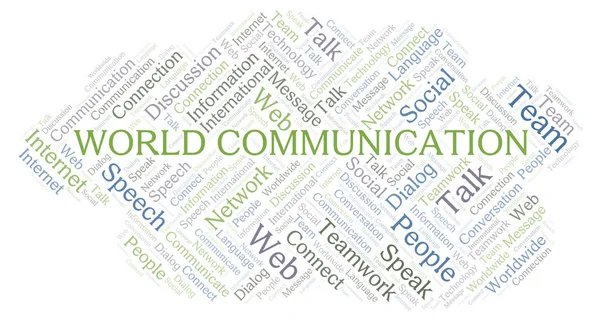 Weltkommunikation Wortwolke Wordcloud Nur Mit Text Erstellt — Stockfoto