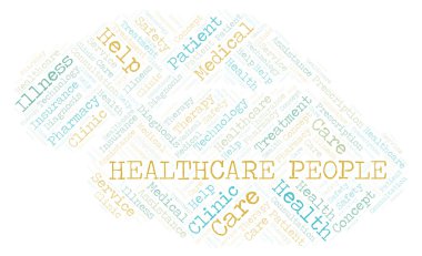 Sağlık insanlar bulut kelime. Yalnızca metin ile yapılan Wordcloud.