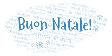 Buon Natale kelime bulutu - İtalyanca dil üzerinde mutlu Noeller. Uluslararası Noel kavramı.