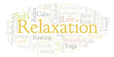 Gevşeme kelime bulutu. Yalnızca metin ile yapılan Wordcloud.