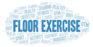 Kat egzersiz kelime bulutu. Yalnızca metin ile yapılan Wordcloud.