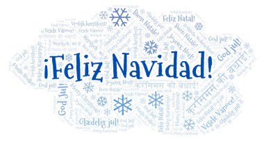 Feliz Navidad kelime bulutu - İspanyolca dil üzerinde mutlu Noeller. Uluslararası Noel kavramı.