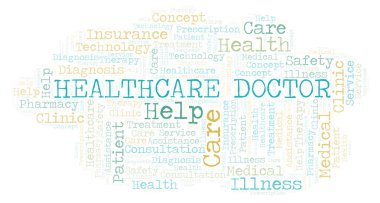 Sağlık doktor kelime bulutu. Yalnızca metin ile yapılan Wordcloud.