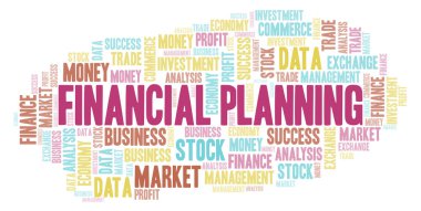 Finansal planlama kelime bulutu, yalnızca metin ile yapılan wordcloud.