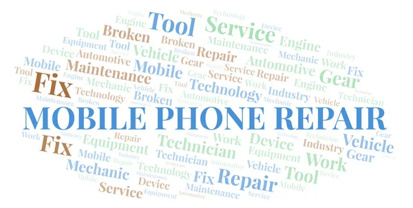 Reparación Teléfono Móvil Palabra Nube Wordcloud Hecho Solo Con Texto — Foto de Stock