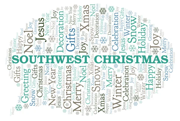 Southwest Christmas word cloud. Wordcloud made with text only.