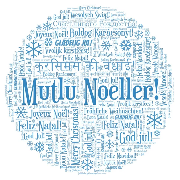 Mutlu Noeller word cloud - Merry Christmas on Turkish language. International Christmas concept.