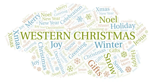 Western Christmas word cloud. Wordcloud made with text only.