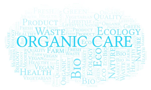 Nube Palabras Organic Care Wordcloud Hecha Solo Con Texto — Foto de Stock
