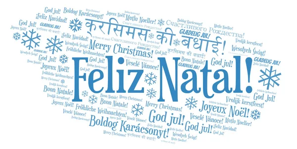 Feliz Natal Nuvem Palavras Feliz Natal Língua Portuguesa Conceito Internacional — Fotografia de Stock