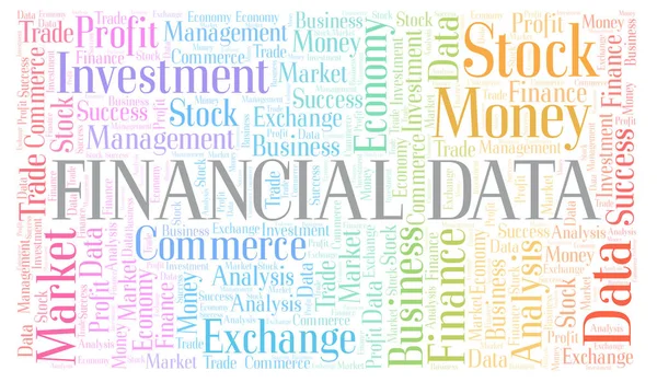 Dados Financeiros Nuvem Palavra Wordcloud Feita Apenas Com Texto — Fotografia de Stock