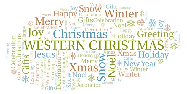 Western Christmas word cloud. Wordcloud made with text only.