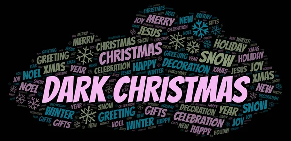 Dark Christmas word cloud. Wordcloud made with text only.