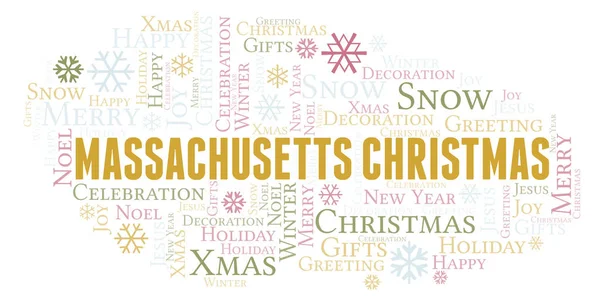 Massachusetts Christmas word cloud. Wordcloud made with text only.