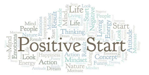 Positiver Start Wortwolke Nur Mit Text — Stockfoto