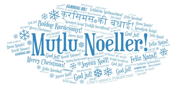 Mutlu Noeller word cloud - Merry Christmas on Turkish language. International Christmas concept.