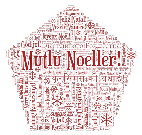 Mutlu Noeller word cloud - Merry Christmas on Turkish language. International Christmas concept.