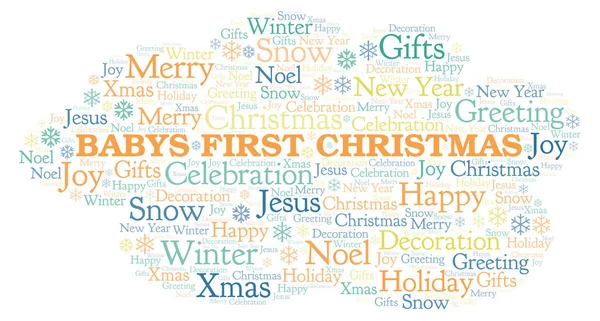 Babys First Christmas word cloud. Wordcloud made with text only.