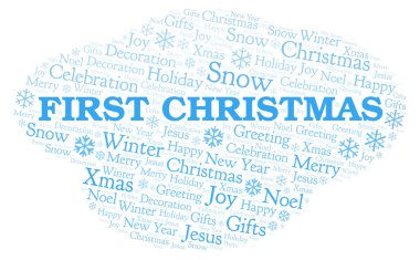 İlk Noel kelime bulutu. Yalnızca metin ile yapılan Wordcloud.