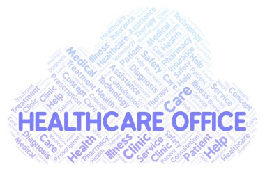 Sağlık Office word bulut. Yalnızca metin ile yapılan Wordcloud.