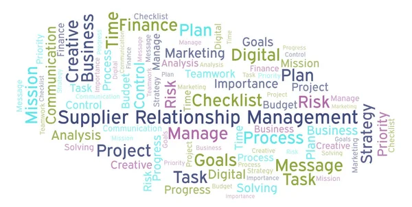 Proveedor Relationship Management Word Cloud Hecho Solo Con Texto — Foto de Stock