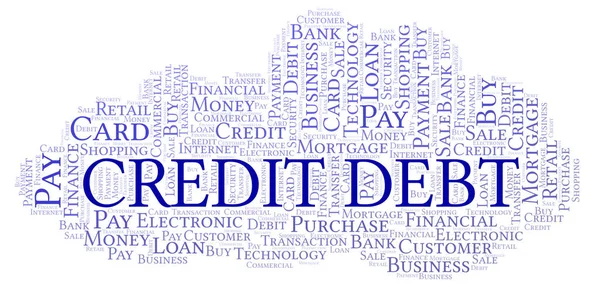 Credito Debito Parola Nube Wordcloud Realizzato Solo Con Testo — Foto Stock