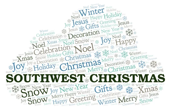 Southwest Christmas word cloud. Wordcloud made with text only.