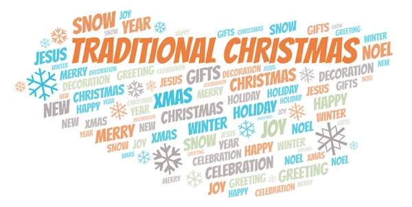 Traditional Christmas Word Cloud Wordcloud Made Text Only — Stock Photo, Image