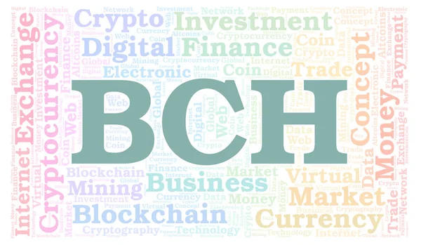 Bch Bitcoin Dinheiro Criptomoeda Nuvem Palavra Moeda Nuvem Word Feita — Fotografia de Stock