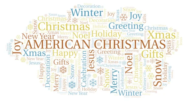 American Christmas Word Cloud Wordcloud Made Text Only — Stock Photo, Image