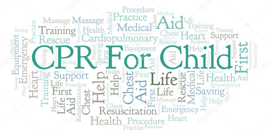 CPR For Child word cloud, made with text only