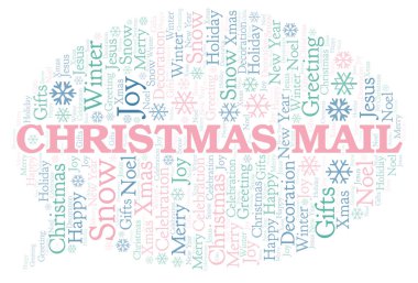 Noel posta kelime bulutu. Yalnızca metin ile yapılan Wordcloud.