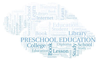 Okul öncesi eğitim kelime bulutu, yalnızca metin ile yapılan wordcloud.