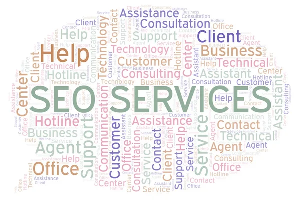 Seo Services Nuvem Palavras Wordcloud Feito Apenas Com Texto — Fotografia de Stock