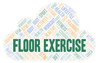 Kat egzersiz kelime bulutu. Yalnızca metin ile yapılan Wordcloud.