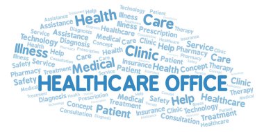 Sağlık Office word bulut. Yalnızca metin ile yapılan Wordcloud.