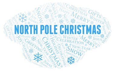 Kuzey Kutbu Noel kelime bulutu. Yalnızca metin ile yapılan Wordcloud.