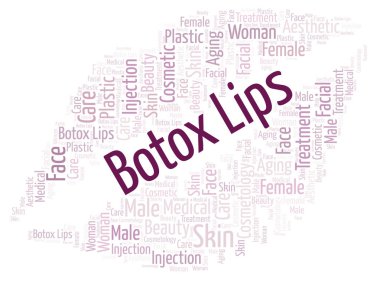 Botox dudaklarını bulut kelime. Yalnızca metin ile yapılan Wordcloud.
