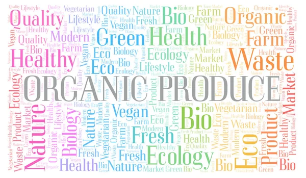 Organic Produce Word Cloud Wordcloud Realizzato Solo Con Testo — Foto Stock