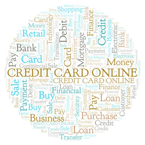 Carta Credito Online Word Cloud Wordcloud Realizzato Solo Con Testo — Foto Stock