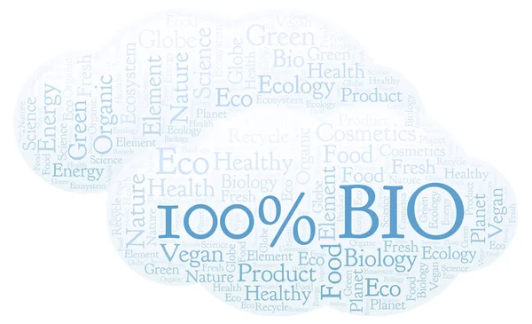 100 Cento Bio Parola Nube Wordcloud Realizzato Solo Con Testo — Foto Stock