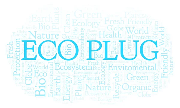 Eco Plug Parola Nube Wordcloud Realizzato Solo Con Testo — Foto Stock