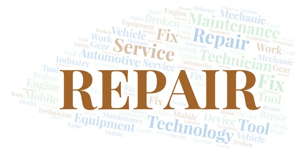 Reparar Nube Palabras Wordcloud Hecho Solo Con Texto — Foto de Stock