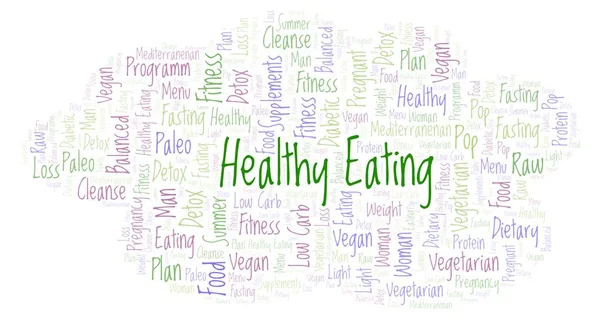 Healthy Eating Word Cloud Illustration Made Text Only — Stock Photo, Image