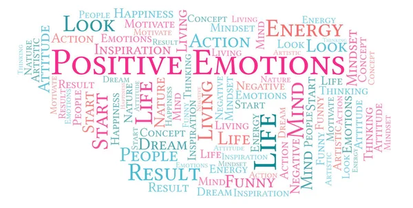Emociones Positivas Nube Palabras Hecha Solo Con Texto — Foto de Stock